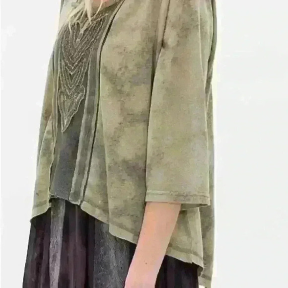 Women’s Embellished Top Size Small Fairy Boho Artsy Lagenlook Green Hippie - Picture 8 of 10